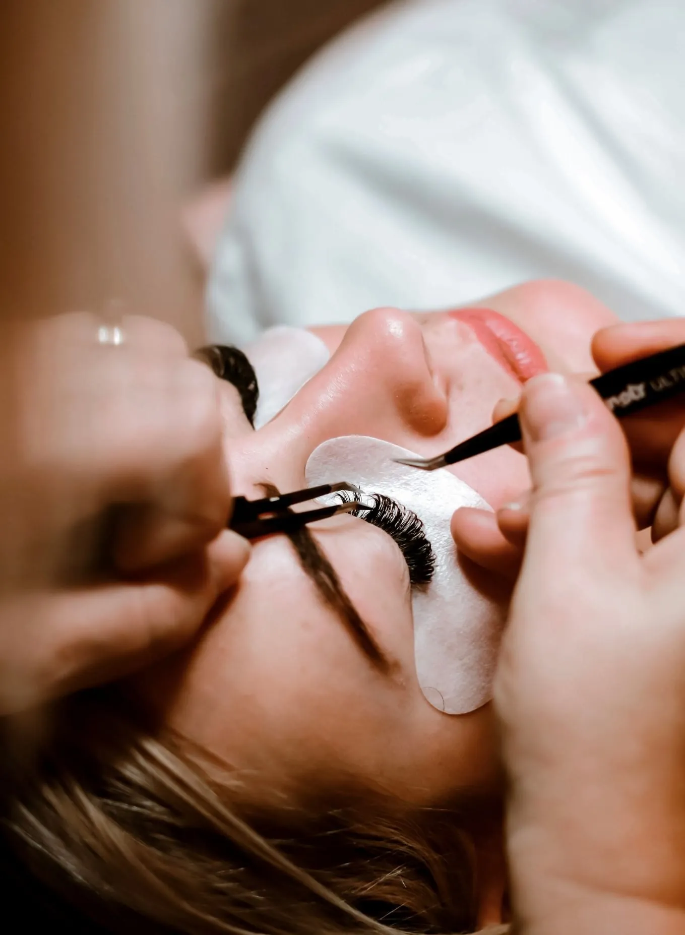 Close-up of lash extensions